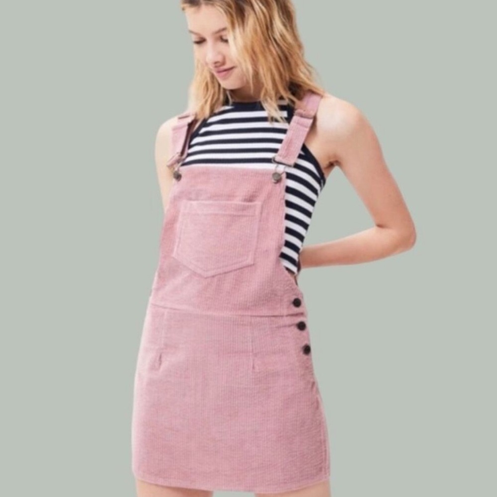 PAC SUN - Pink Corduroy Overall Dress Size Small